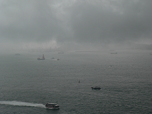 Victoria Harbour in heavy cloud, 13 June 2005