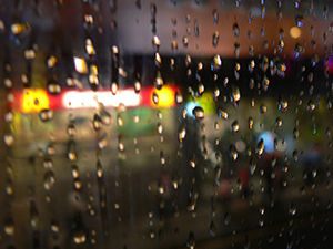 View from a bus window in rainy weather, Central, 30 June 2005