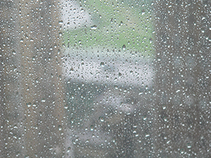 Water droplets on a window, Sheung Wan, Hong Kong Island, 23 June 2005