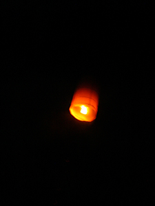 Sky lantern in flight overhead, Sheung Wo Hang Village, north-eastern New Territories, 18 September 2005