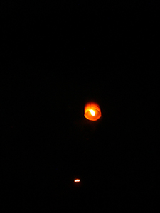 Hot air balloon in flight overhead, Sheung Wo Hang Village, north-eastern New Territories, 18 September 2005