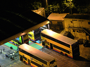 Bus depot at night, Fotan, 30 September 2005