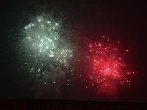 National day fireworks over Victoria Harbour, seen from the Tamar site, 1 October 2005