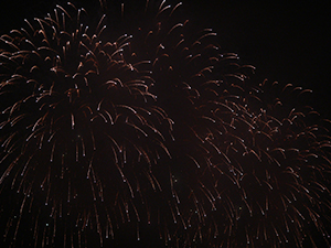 National day fireworks over Victoria Harbour, seen from the Tamar site, 1 October 2005