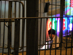 Light behind barriers, the city at night, 3 October 2005