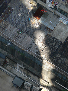 Light shining on the roof of a building, Sheung Wan, Hong Kong Island, 4 October 2005