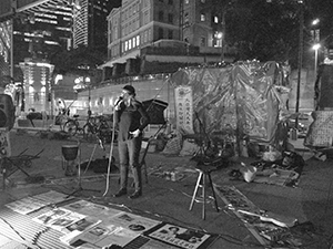 Madeleine Slavick at the ‘Occupy’ protest camp in the public plaza beneath the Hong Kong and Shanghai Bank headquarters, Central, 12 December 2011