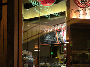 Reflections in the window of a Pacific Coffee shop, Central, 8 June 2005