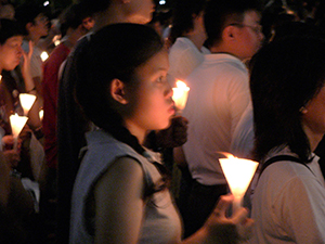Participant in the June Fourth memorial rally, Victoria Park, 4 June 2006