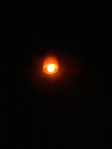 Launching a sky lantern during the Mid-Autumn Festival, Sheung Wo Hang Village, North East New Territories, 7 October 2006