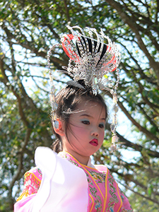 Girl in traditional Chinese costume on a float, Tai Ping Ching Chiu at Shek O, a once in a decade 'Prayer Festival', 4 November 2006