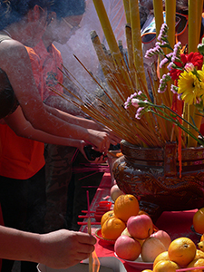 People offering incense sticks, Tai Ping Ching Chiu at Shek O, a once in a decade 'Prayer Festival', 4 November 2006