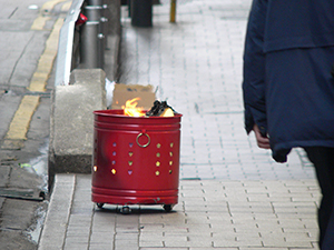 Burning offerings on the street, Sheung Wan, 17 February 2007