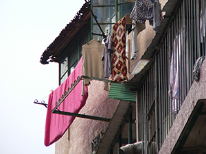 Drying laundry outside an old building, Central, 9 April 2007
