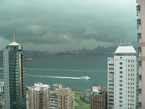 View of Victoria Harbour from Sheung Wan in cloudy weather, 24 April 2007