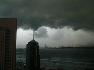 View of Sheung Wan in stormy weather, Hong Kong Island, 24 April 2007