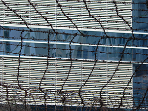 Barbed wire at the former Central Police Station Compound, 9 April 2007