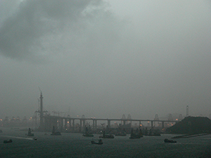 View of Stonecutters Bridge in cloudy weather, 24 April 2007