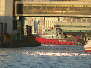 Fireboat, with Hong Kong Macau Ferry Terminal in the foreground, Sheung Wan, 30 May 2007