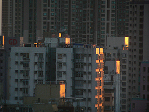 Sunset in Sai Ying Pun, Hong Kong Island, 24 June 2007
