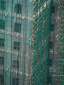 Building with scaffolding, Sheung Wan, Hong Kong Island, 24 June 2007