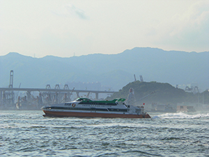 Ferry, with view of Stonecutters Island, 22 June 2007
