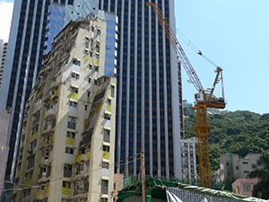 Buildings next to a construction site, Wanchai, 14 July 2007