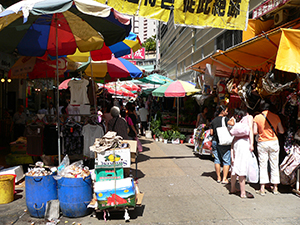 Market street in Wanchai, Hong Kong Island, 14 July 2007