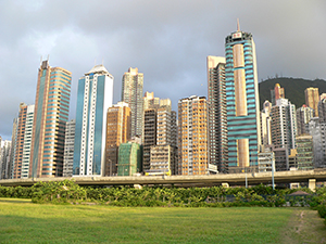 Grassland in front of buildings, Sheung Wan, 16 July 2007