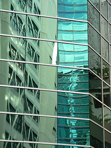 Reflection of Sheung Wan Civic Centre on an adjacent building, Sheung Wan, 19 July 2007