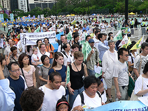 Participants in the annual pro-democracy march, Victoria Park, 1 July 2007