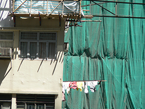 Scaffolding outside a building, Sheung Wan, Hong Kong Island, 14 July 2007