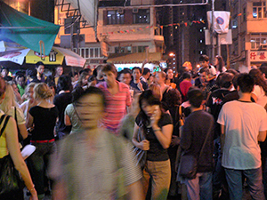 Street scene, Tai Hang, Hong Kong Island, during the Fire Dragon parade for the Mid-Autumn Festival, 25 September 2007