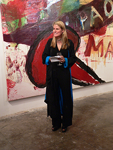 Gallerist Katie de Tilly at the opening of an exhibition of Julian Schnabel's work, Taikoo Place, Quarry Bay, 6 November 2007