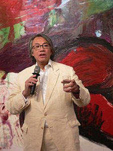 Businessman and socialite David Tang, at the opening of an exhibition of Julian Schnabel's work, Hong Kong Island, 6 November 2007