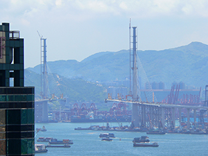 Stonecutters Bridge under construction, 21 June 2008