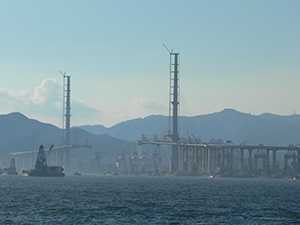 Stonecutters Bridge under construction, 21 June 2008