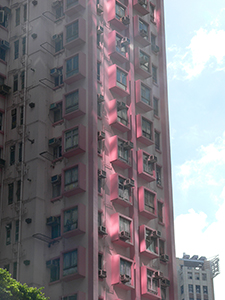 Light shining on building, Causeway Bay, 1 July 2008