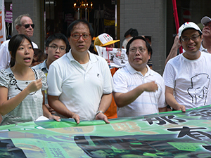 Albert Ho and Yeung Sum, on the annual pro-democracy march, Hong Kong Island, 1 July 2008