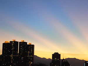Sunset over Lantau, viewed from Sheung Wan, 19 August 2008