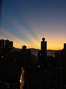 Sunset over Lantau, viewed from Sheung Wan, 19 August 2008