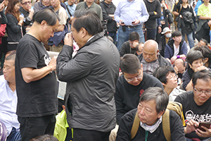 Politician Albert Ho at the Admiralty Umbrella Movement site on its last day, Harcourt Road, 11 December 2014