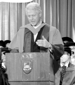 Former US president Bill Clinton receiving an honorary degree at the University of Hong Kong, 4 December 2008