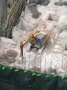 Demolition of a building, viewed from above, Sheung Wan, 28 February 2009