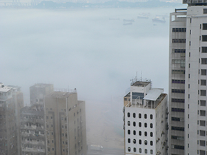 Fog over Victoria Harbour, Sheung Wan, 23 March 2009