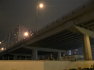 Elevated highway and night view of Island Eastern Corridor, North Point, 11 December 2009