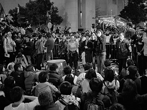 Protest outside the Legislative Council Building, Central, against the construction of a high speed rail link to Mainland China, 16 January 2010