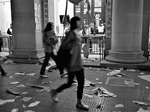 Protest outside the Legislative Council Building, Central, against the construction of a high speed rail link to Mainland China, 16 January 2010