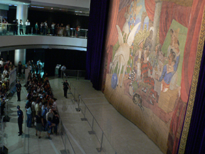 Pablo Picasso's 'Parade' curtain exhibited in the IFC mall, Central, 16 October 2004