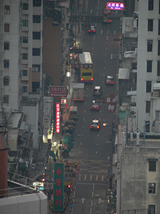 Street scene at dusk, Queen's Road West, Sai Ying Pun, 18 October 2004